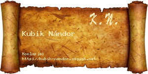 Kubik Nándor névjegykártya